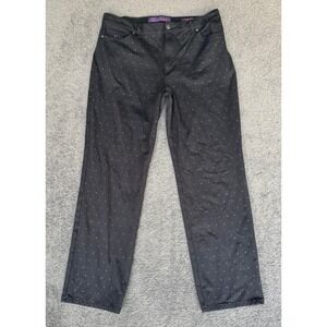 Gloria Vanderbilt Amanda High Rise Tapered Polka Dot Jeans Black SZ 14